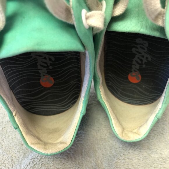 Softinos Isla Washed Comfort Lace Up Green Leather Sneakers - Picture 10 of 14